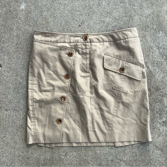 Burberry Dresses & Skirts - Burberry Button Front Mini Skirt Size 10 Khaki Cotton